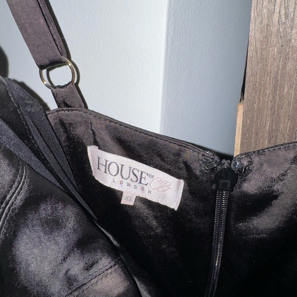 House of CB Angelina Black Satin Lace Up Corset Dress - Picture 15 of 16